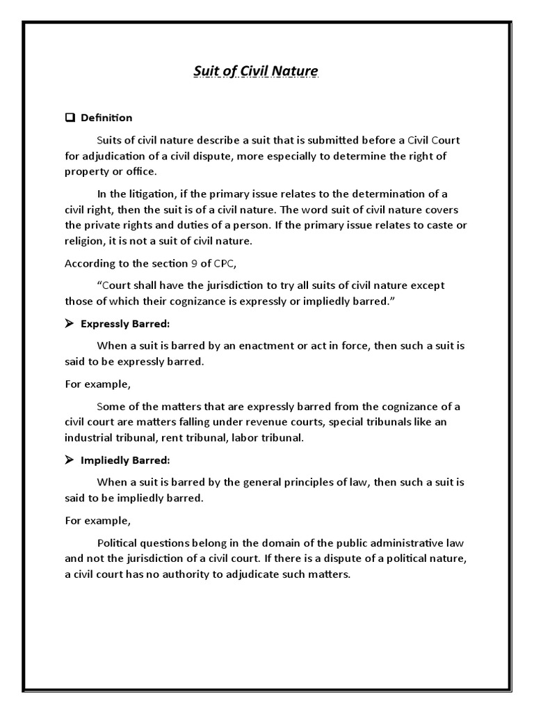 Suit of Civil Nature | PDF | Lawsuit | Jurisdiction