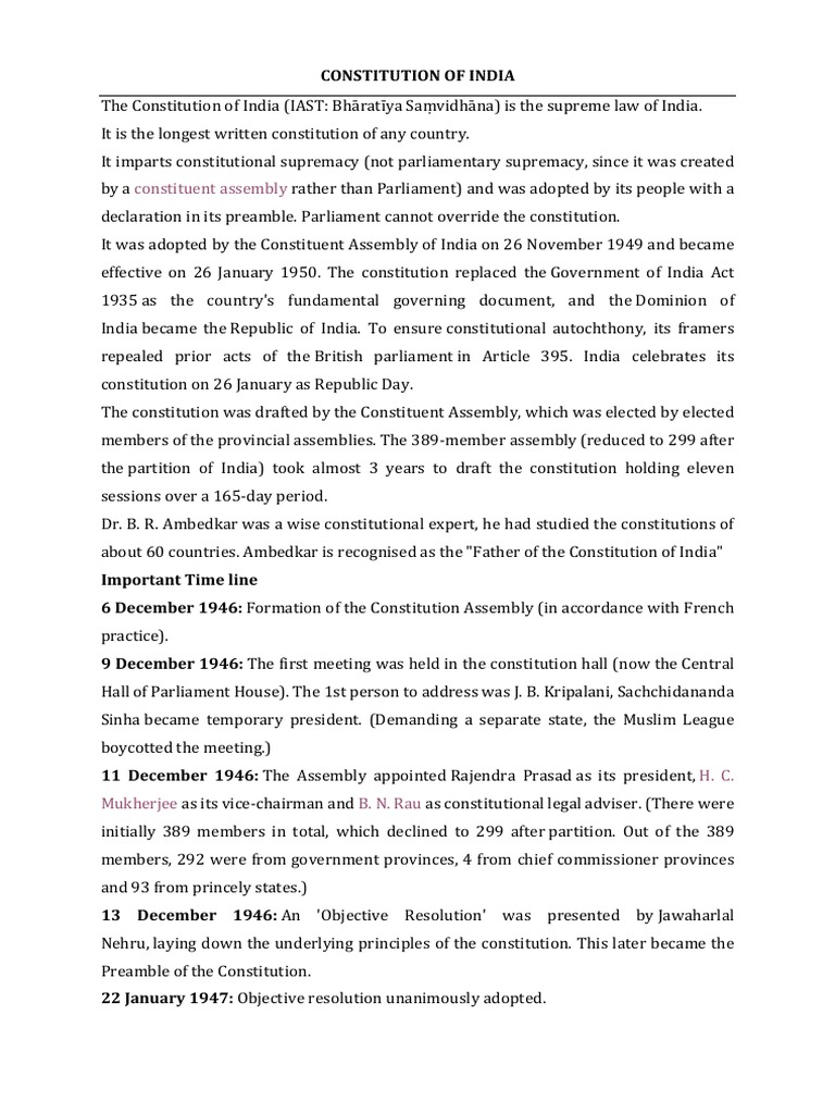 Constitution Of India Notes Pdf Government Sources Of Law