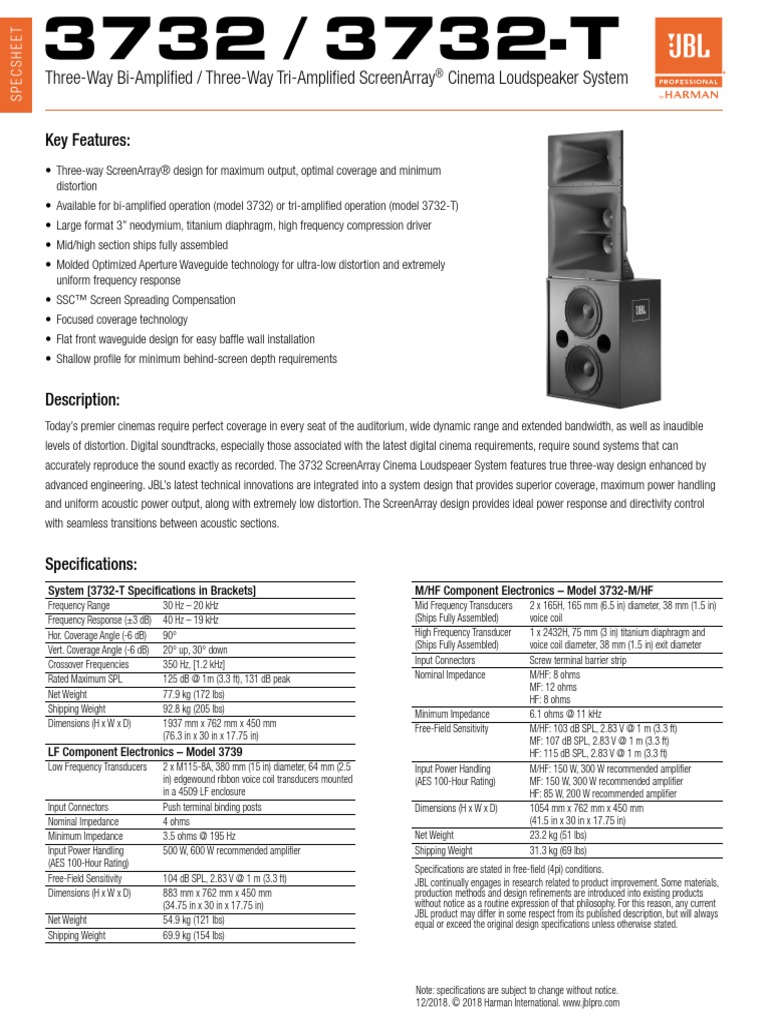 3732 20spec 20sheet PDF Loudspeaker Electricity