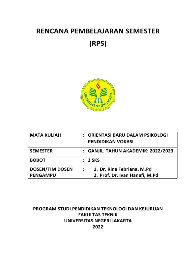 RPS Psikologi Pendidikan Vokasi | PDF