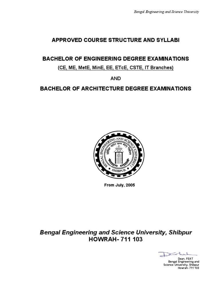 Bengal Engineering Course Structure | PDF | Electronic Engineering ...