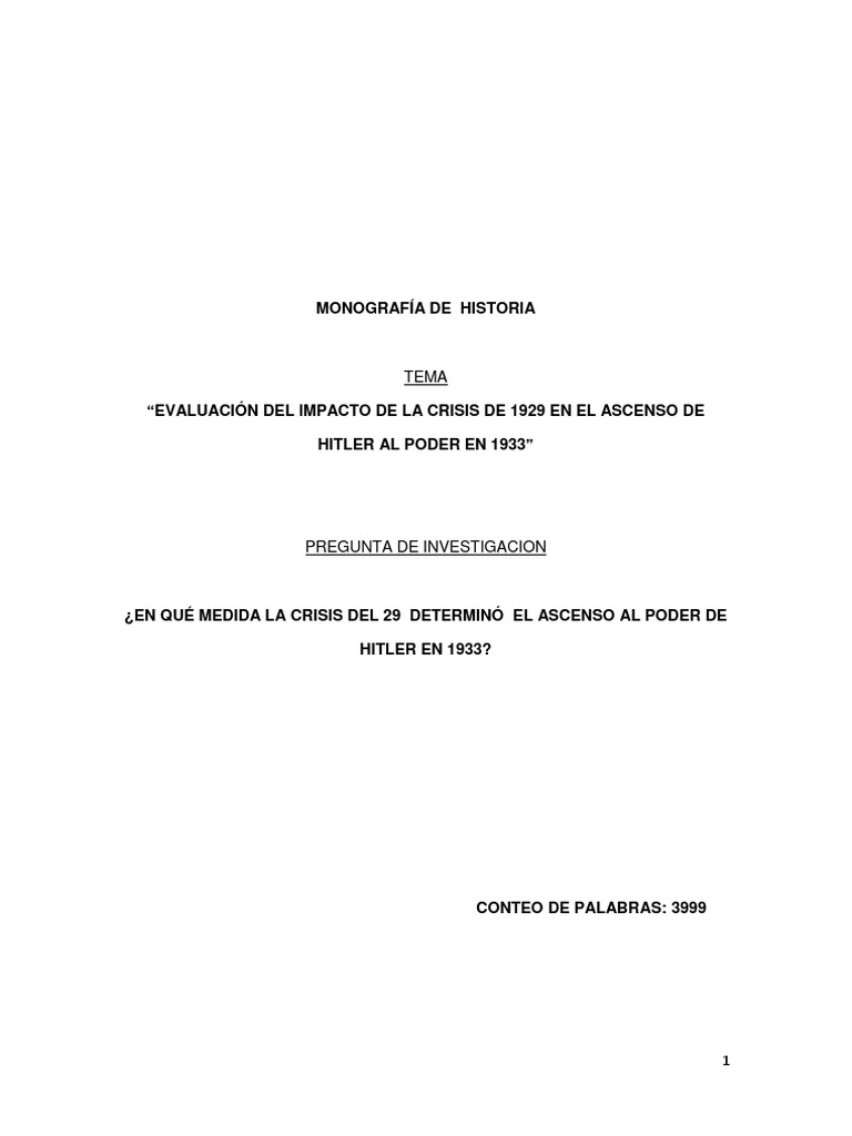 Impacto de la Crisis del 29 en Hitler | PDF | Alemania nazi | Gran ...
