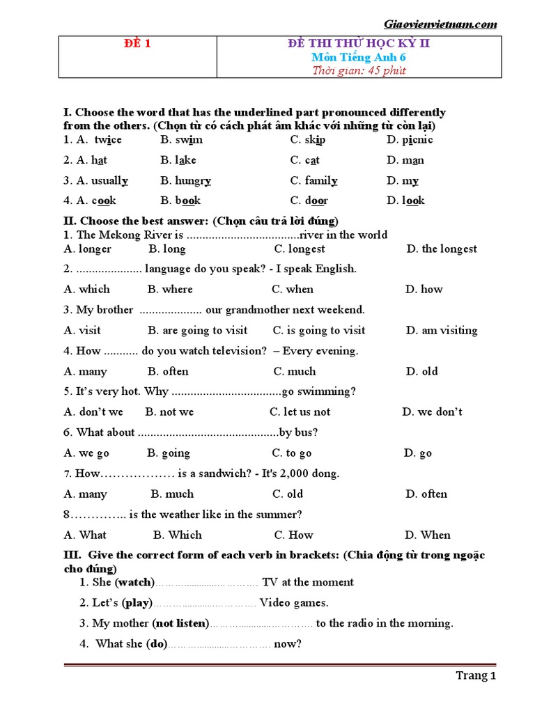 11 De Thi Hk 2 Tieng Anh Pdf Hanoi