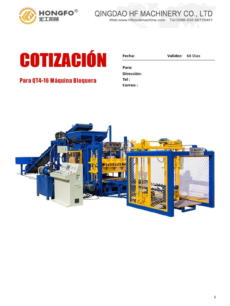 Qt4 16 cotizaci n m quina bloquera pdf