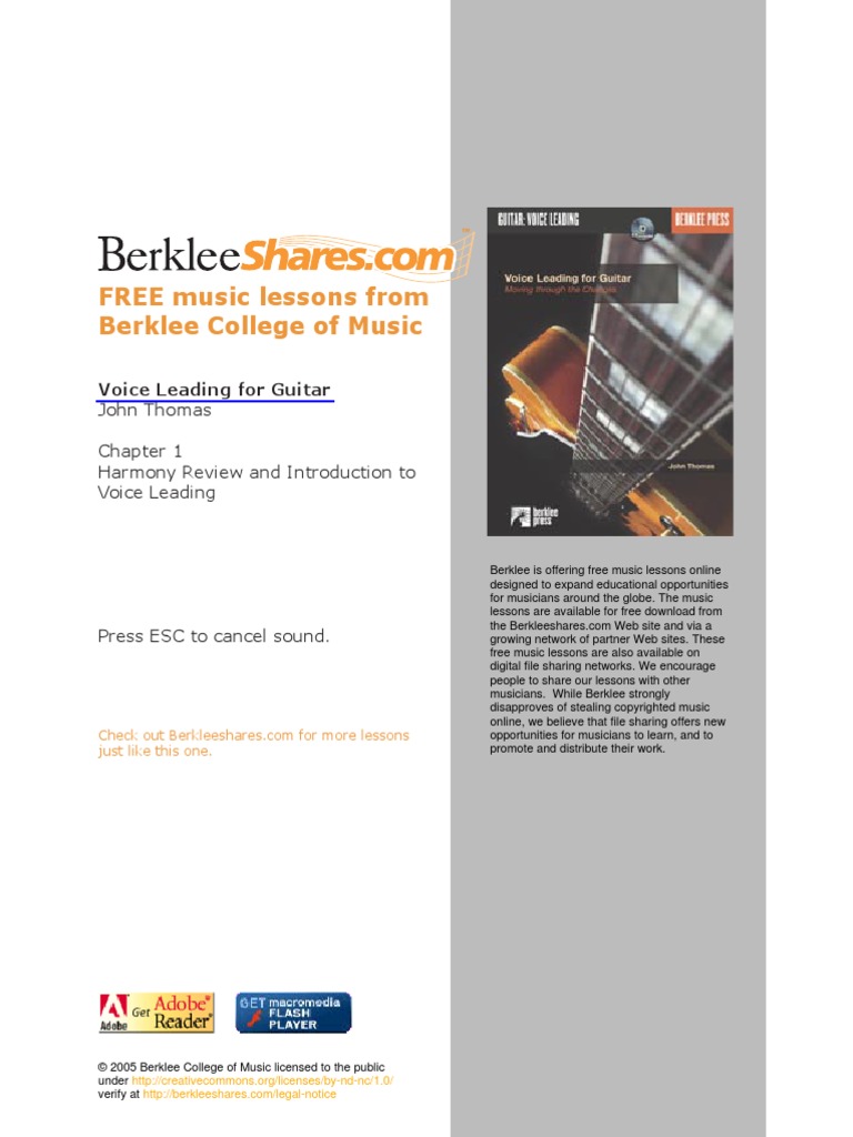 Berklee Voice Leading For Guitar | PDF | Chord (Music) | Harmony Berklee Voice Leading For Guitar | PDF | Chord (Music) | Harmony