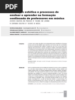 Educação Estética e Processo de Ensinar e Aprender Na Formação Continuada de Professores em Música.