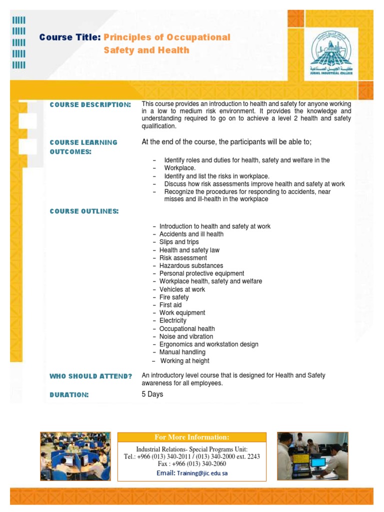Principles of Occupational Safety and Health 2 | PDF | Occupational ...