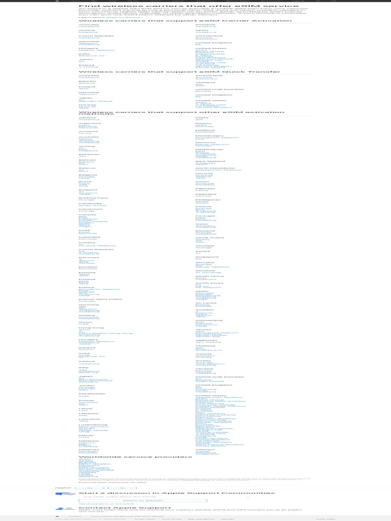 Find Wireless Carriers That Offer eSIM Service Apple Support