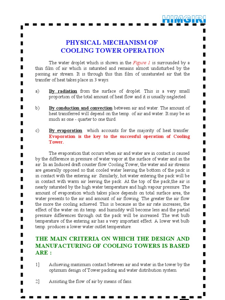 Physical Mechanism of Cooling Tower Operation | PDF | Heat Transfer ...