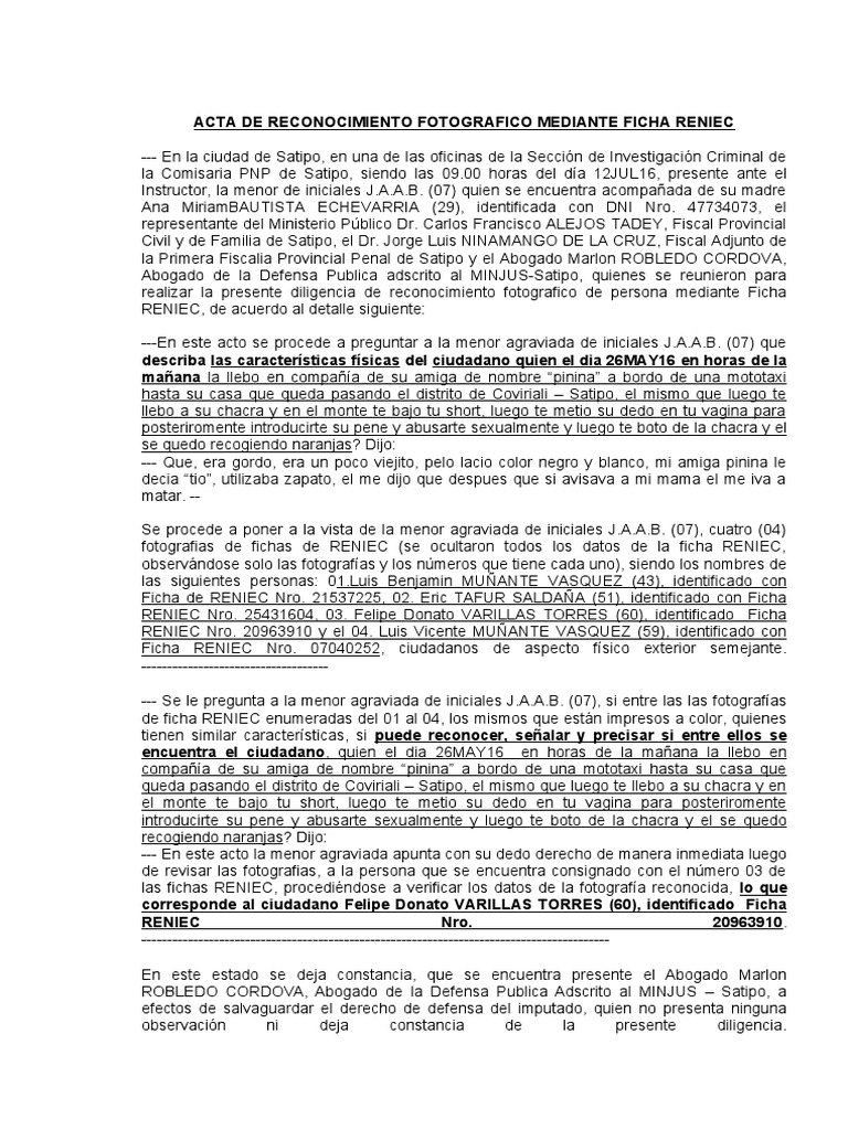Reconocimiento Fotográfico RENIEC en Satipo | PDF | Gobierno | Justicia