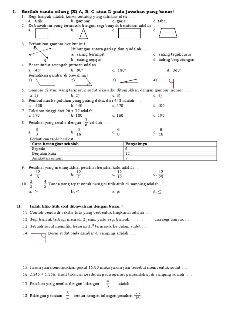 Soal Kelas 4 Matematika Pdf