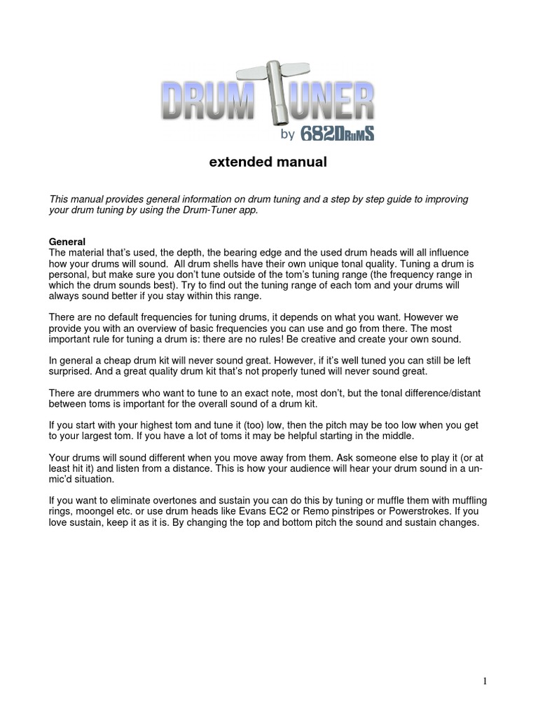 DrumTuner ManualTune Your Drums With The DrumTuner App PDF Drum