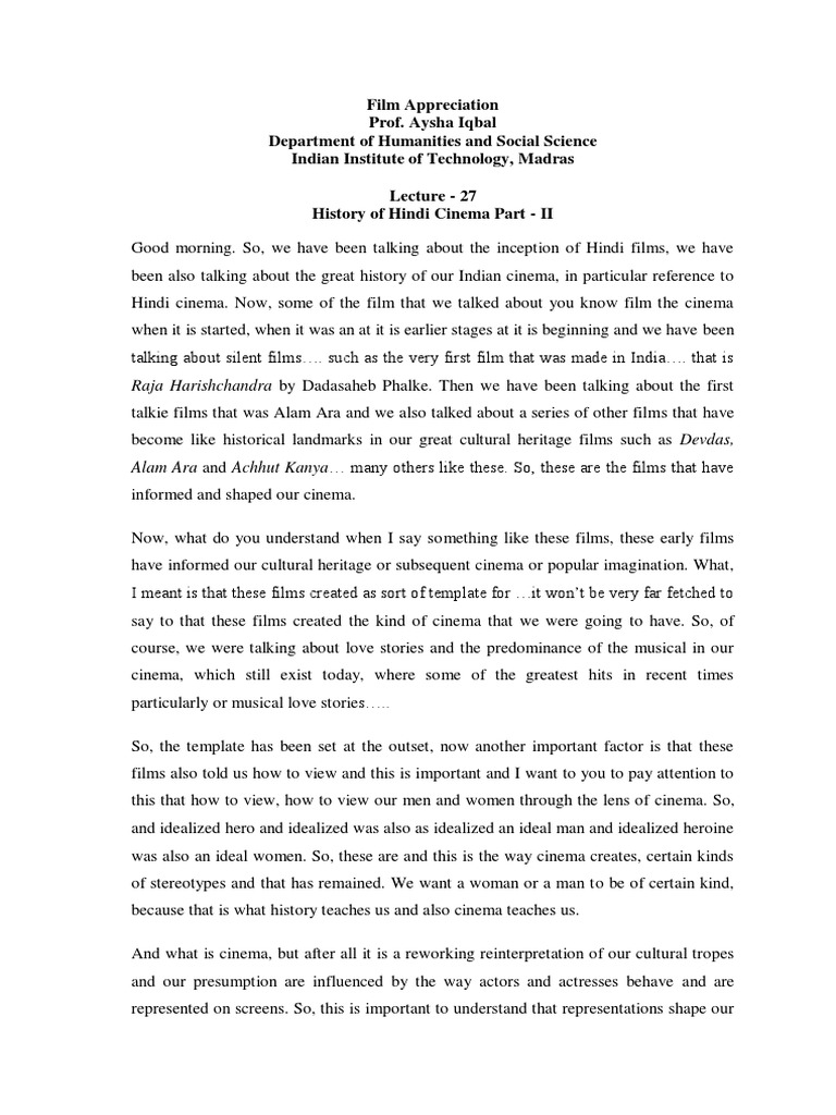 Representing India's Cultural Heritage An Analysis of Key Films that