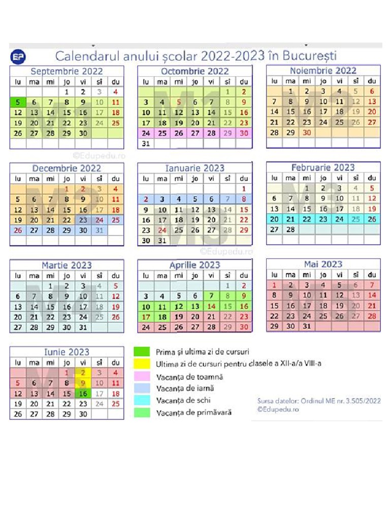 CalendarAn Scolar 20222023Bucuresti PDF PDF