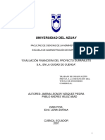 Universidad Del Azuay: "Evaluación Financiera Del Proyecto Durapalets S.A., en La Ciudad de Cuenca"