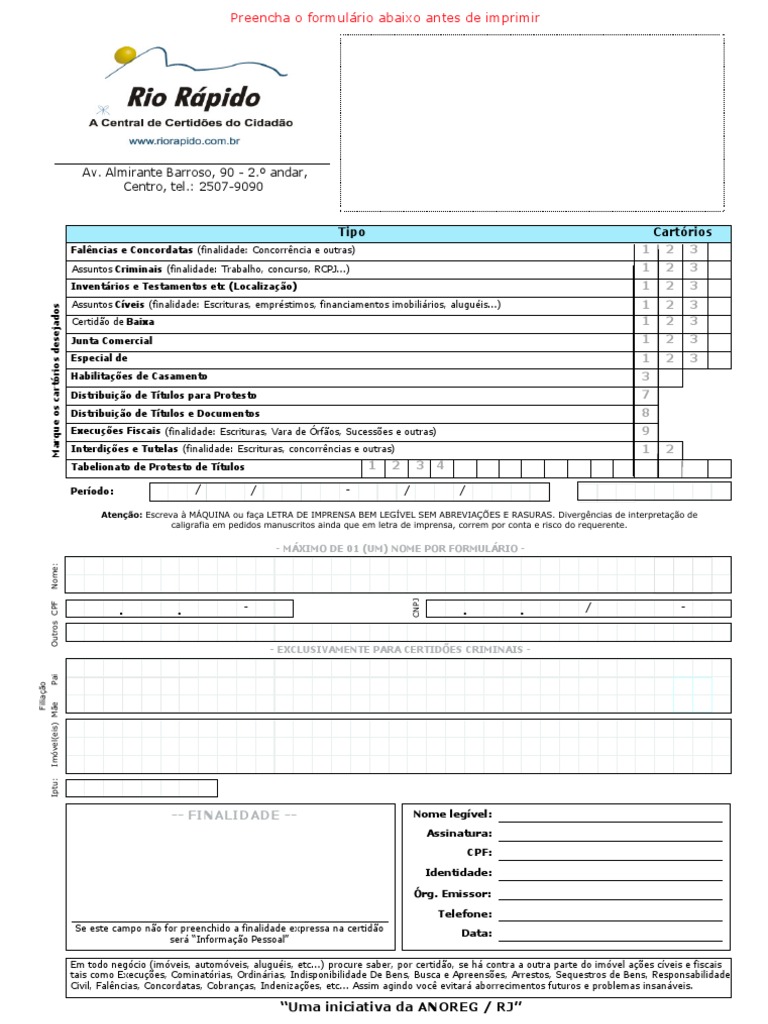 Certidões e Formulários no RJ | PDF