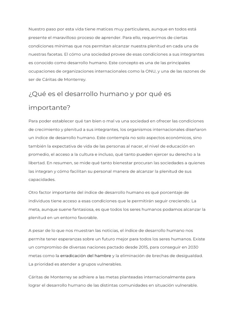 ¿Qué Es El Desarrollo Humano y Por Qué Es Importante? | PDF