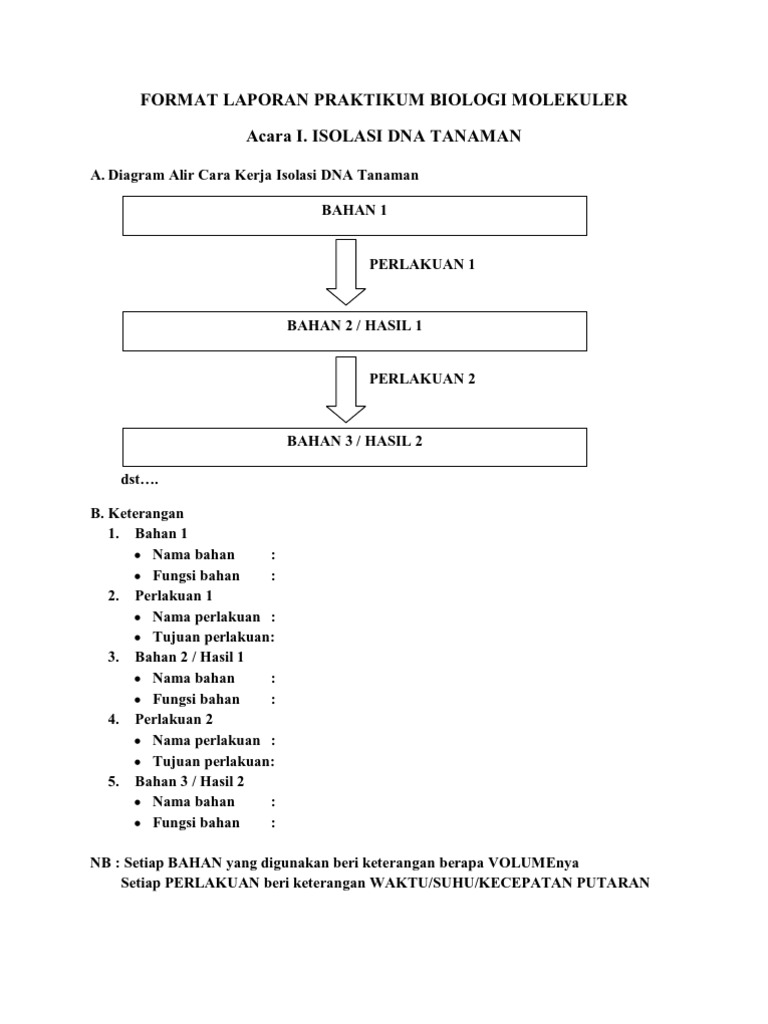 Format Laporan Biologi Molekuler