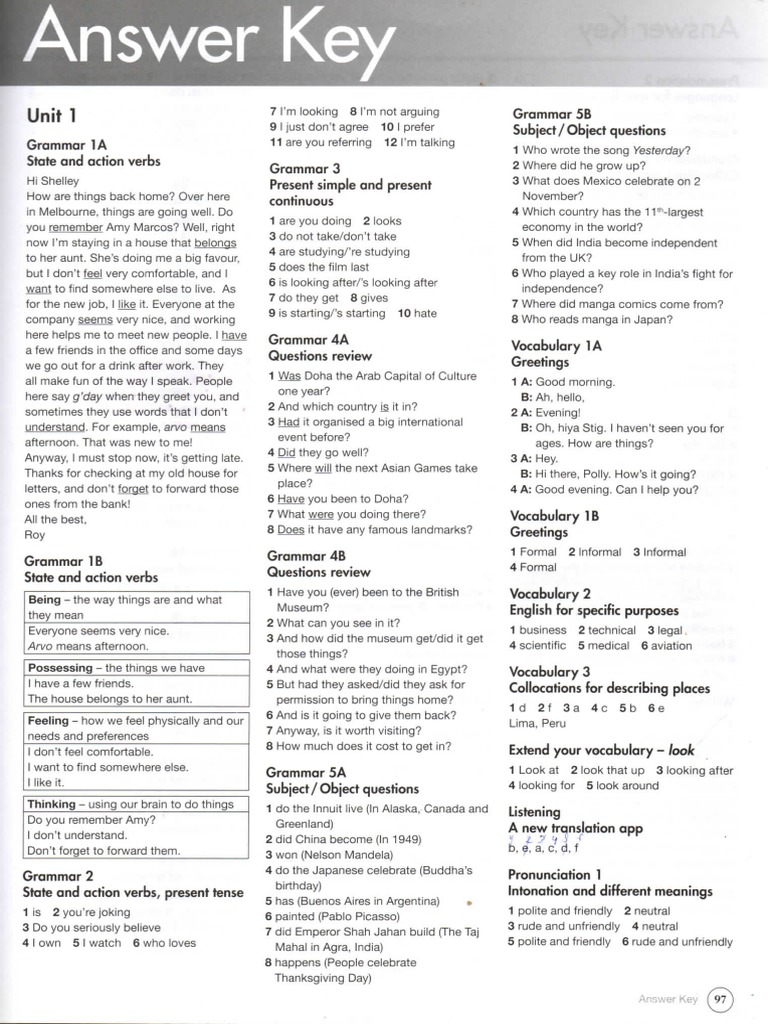CL - Workbook Answer Key | PDF