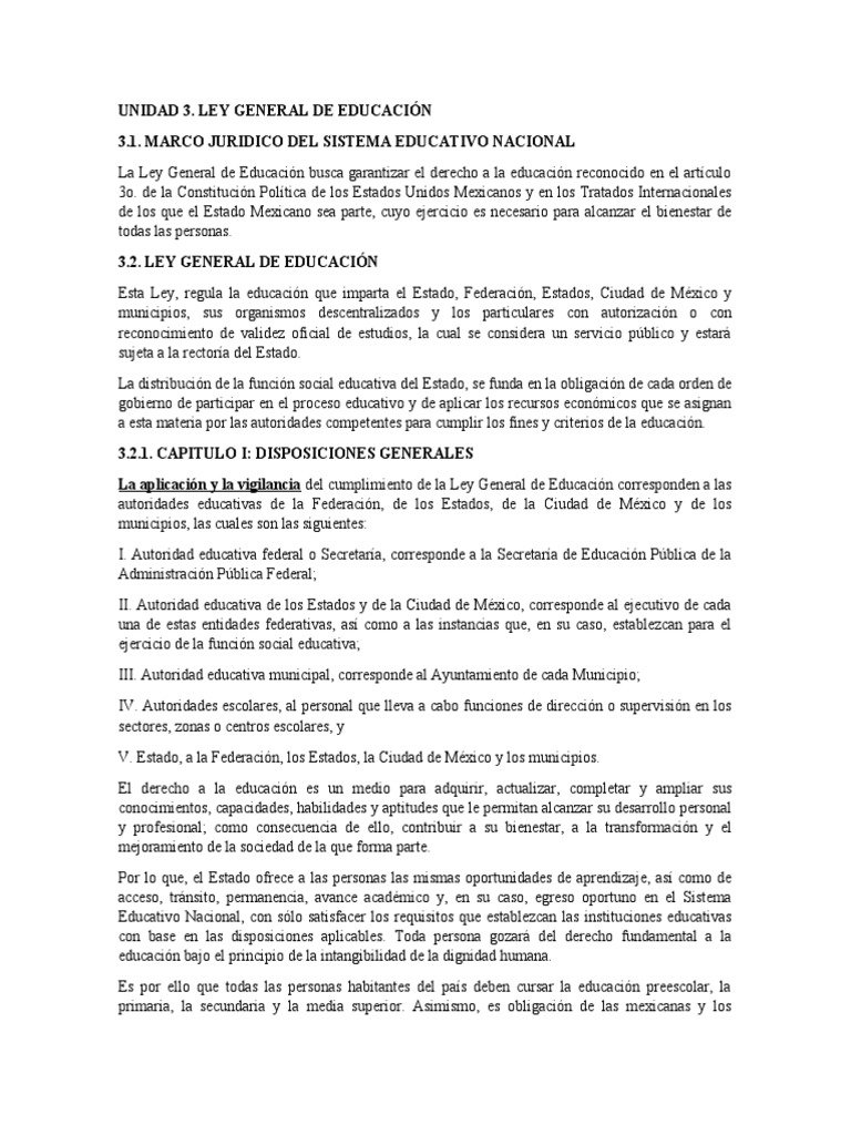 Ley General de Educación en México | PDF | Educación de la primera ...