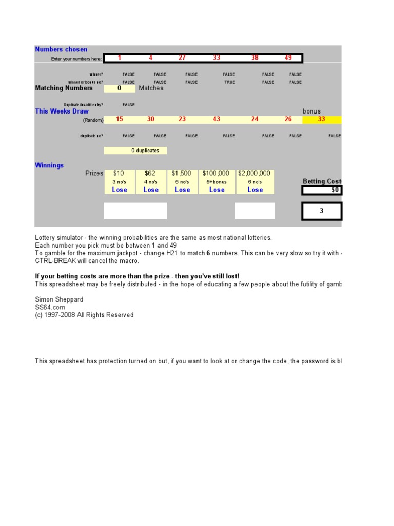 Lottery Number Simulator and Analysis | PDF