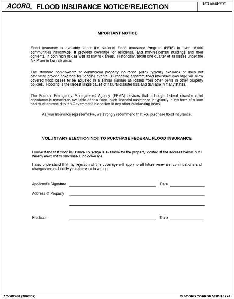 Flood Insurance Rejection | PDF