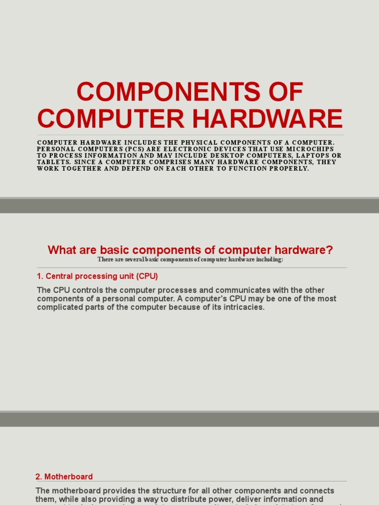 Components of Computer Hardware Demo Joey PDF Computer Data Storage
