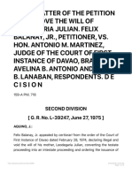 IN MATTER OF PETITION TO APPROVE WILL OF LEODEGARIA JULIAN. FELIX BALANAY v. ANT