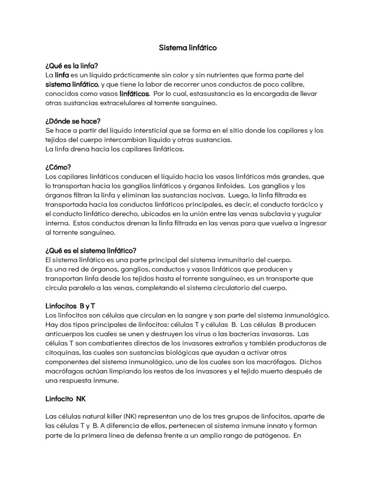 Sistema Linfático Pdf Sistema Linfático Linfa