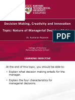 Week 06 Notes 1 Nature of Managerial Decision Making