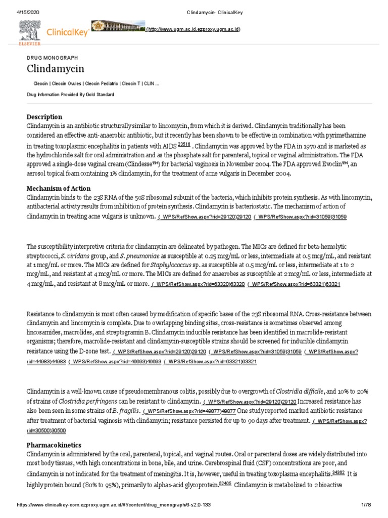 Clindamycin - ClinicalKey | PDF | Methicillin Resistant Staphylococcus ...