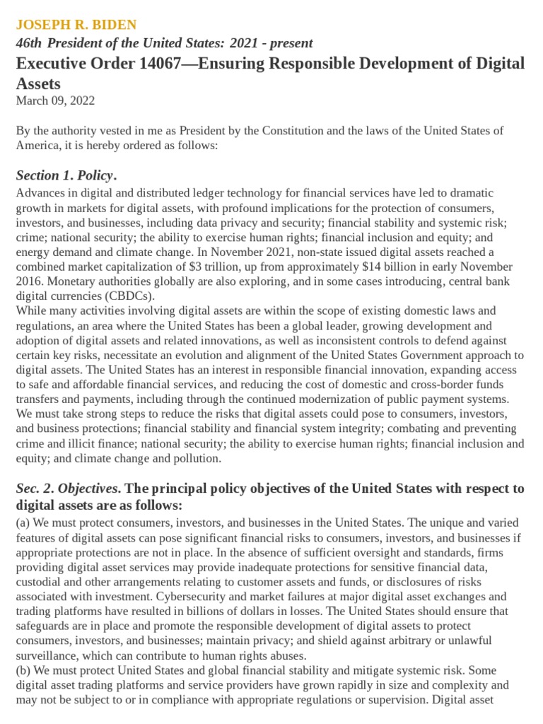 Executive Order 14067Joe Biden PDF Money Laundering Financial Stability Oversight Council