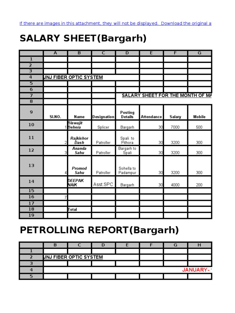 SALARY SHEET (Bargarh) JNJ Fiber Optic System PDF Forms Of Vishnu