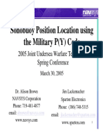 Sonobuoy Position Location Using The Military P (Y) Code: 2005 Joint Undersea Warfare Technology Spring Conference