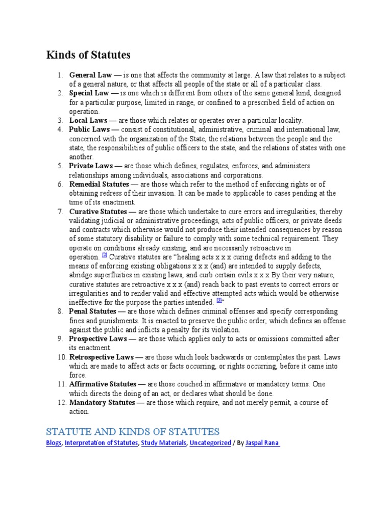 Classification of Statutes An Overview of the Different Types of