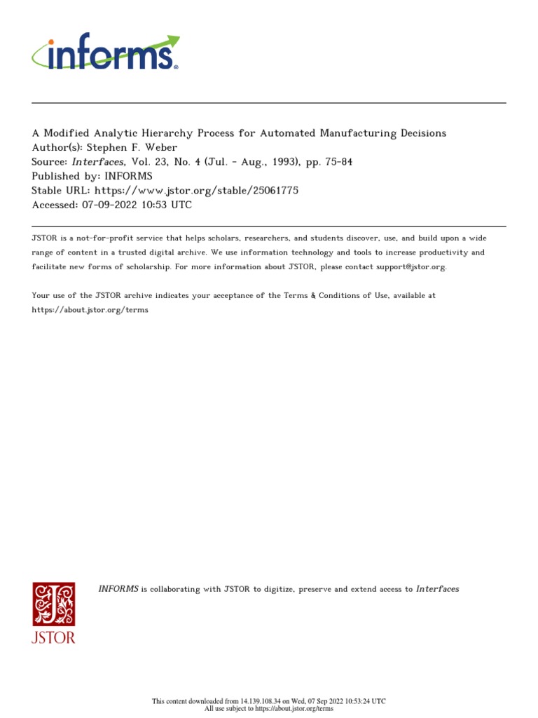 Informs Interfaces This Content Downloaded From 14.139.108.34 On Wed