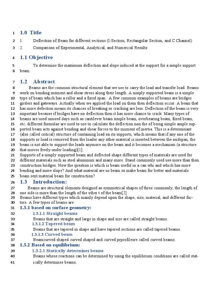 Cantilever Beam Deflection Analysis | PDF | Beam (Structure) | Bending
