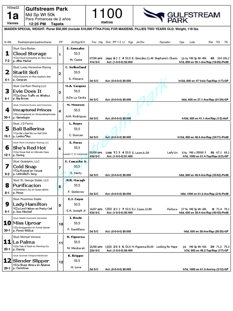 1 - Gulfstream Park Retrospectos | PDF | Thoroughbred Racehorses ...