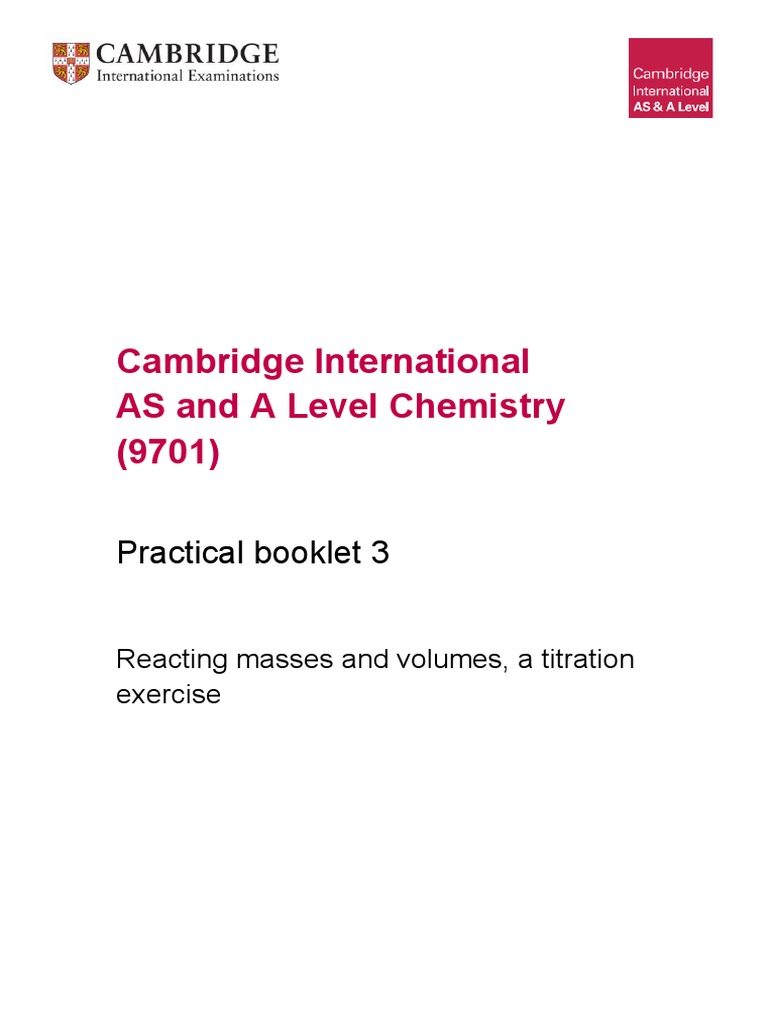 Cambridge international as and a level chemistry 9701 practical