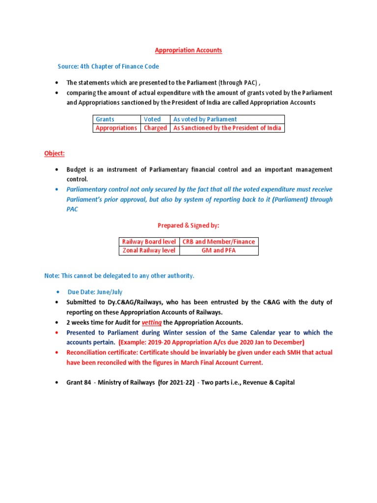 An overview of the appropriation accounts reporting process for indian