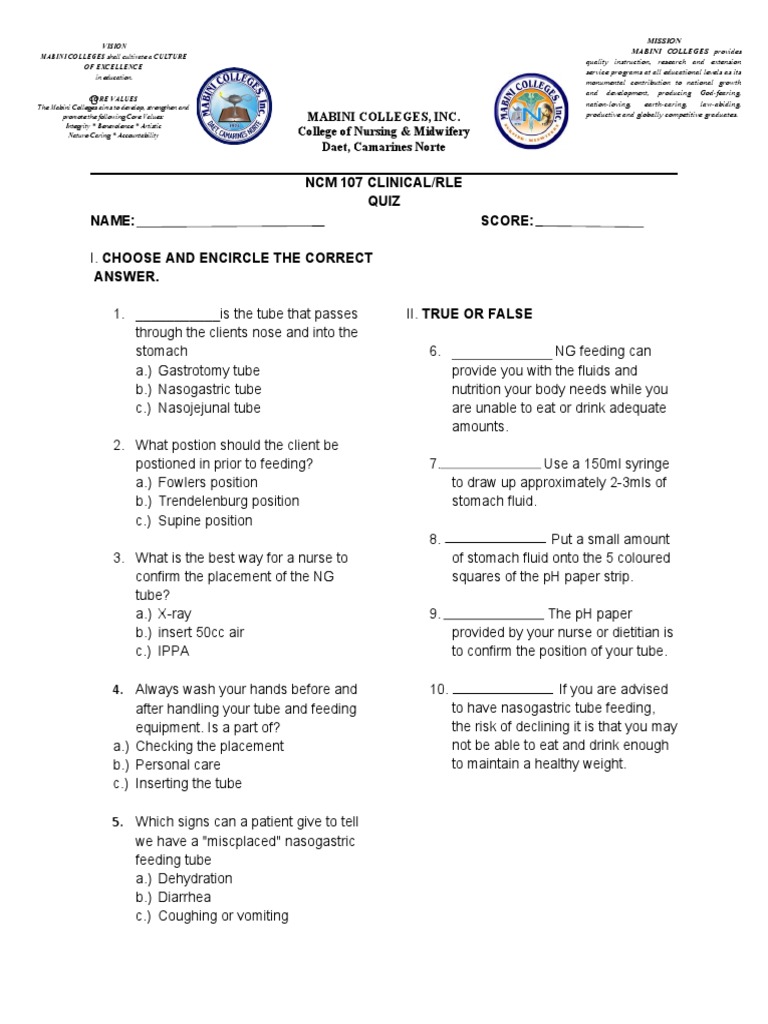 NGT Quiz PDF Medical Specialties Clinical Medicine