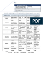 Rúbrica evaluación informe académico avance parcial