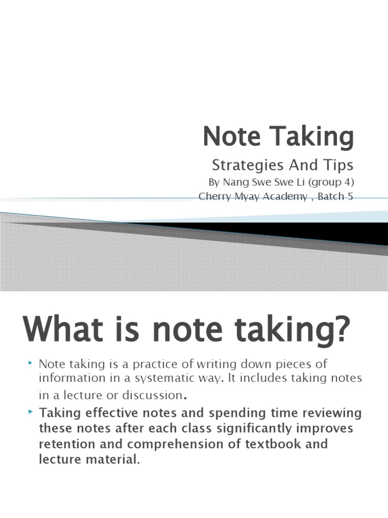 Effective Note-Taking Strategies | PDF | Reading Comprehension ...