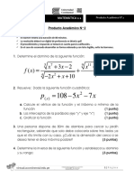 Producto académico de matemática sobre funciones, gráficas y álgebra