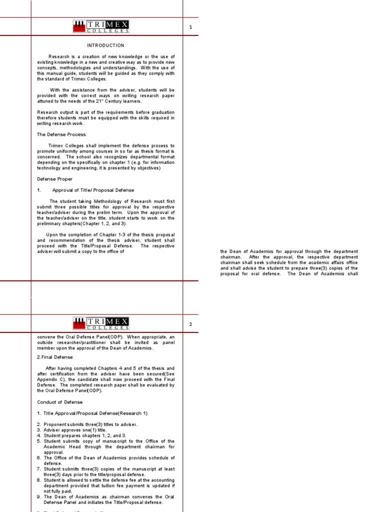 Trimex Research Manual | PDF | Thesis | Statistics