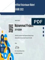 Muhammad Firdaus: Sertifikat Ketuntasan Materi PKKMB 2022