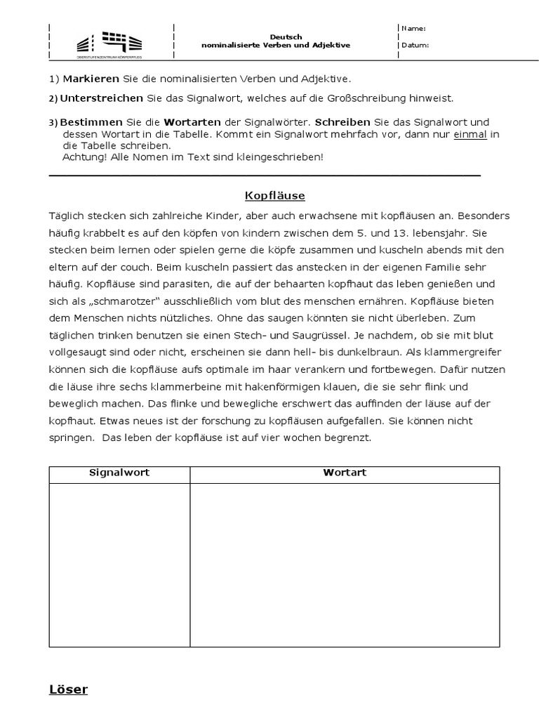 Nominalisierte Verben Und Adjektive PDF