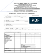 Application Form Teaching Post 2010-2011