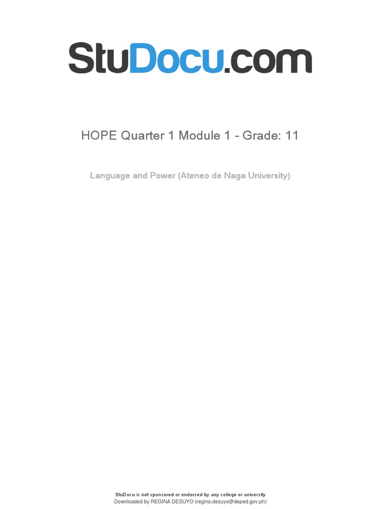 Hope Quarter 1 Module 1 Grade 11 | PDF | Physical Fitness | Flexibility ...