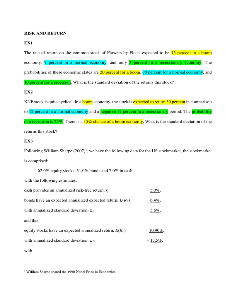 Risk and Return Analysis of Stocks | PDF | Social Science | Science ...